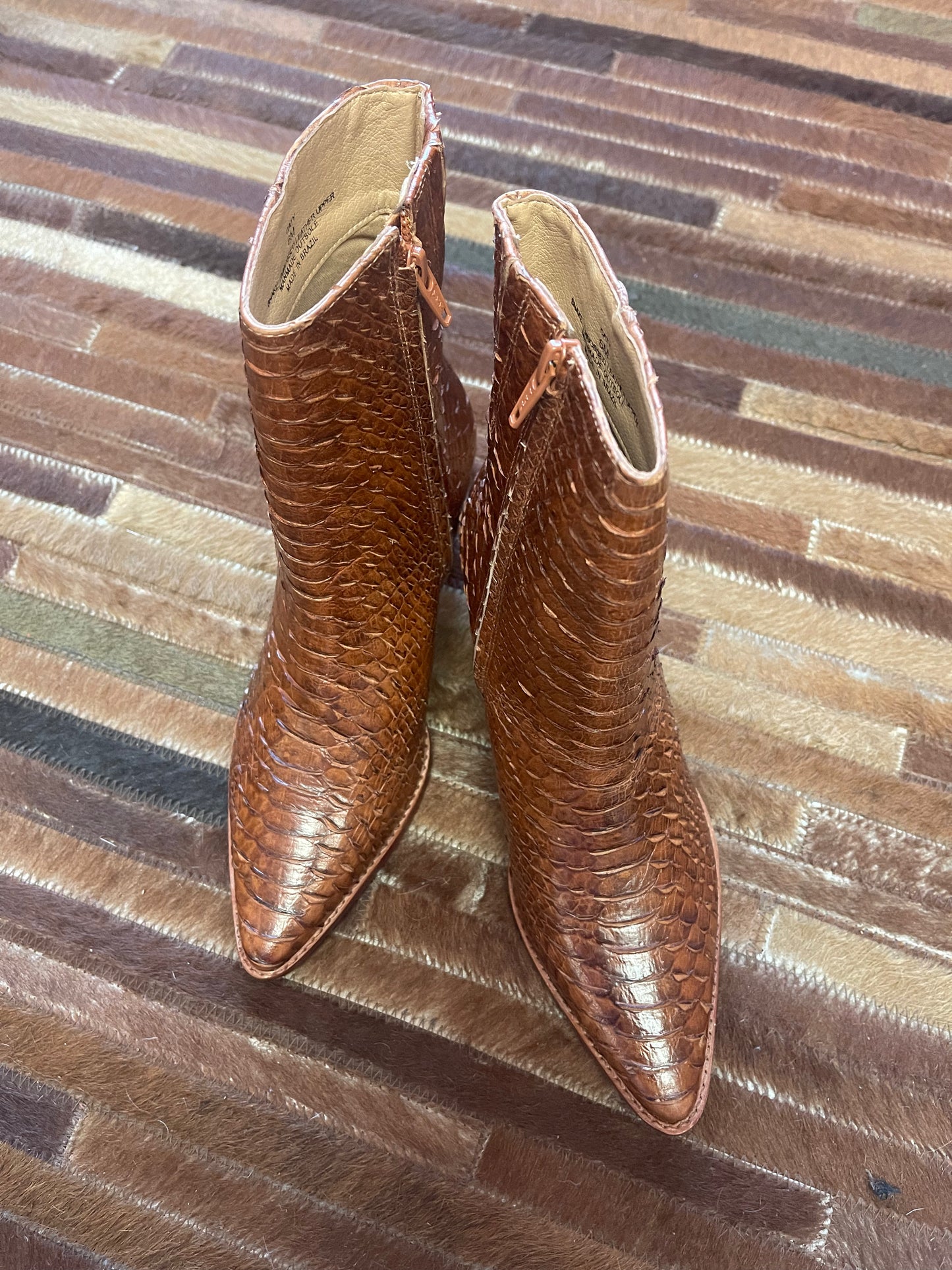 Brown Snakeskin Booties